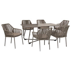 KETTLER Manhattan 6 Seater 'Twist' Table & Chairs Set, Taupe